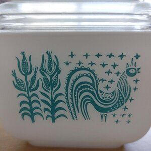 Rare 1960 PYREX Butterprint pattern (Turquoise On White) Casserole Dishes